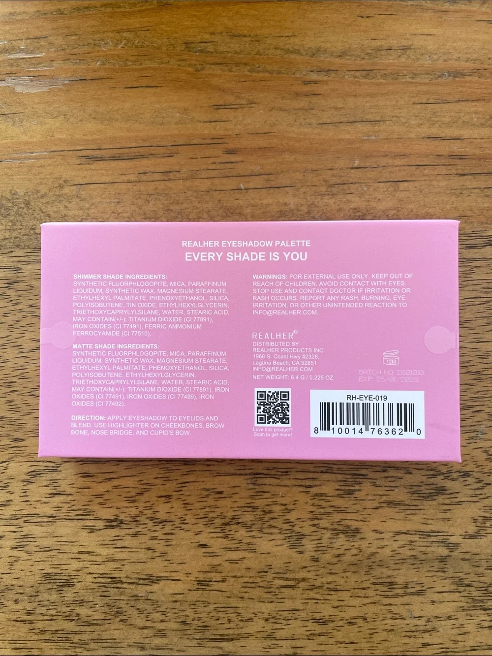 RealHer Eyeshadow Palette in Pink Wave Design